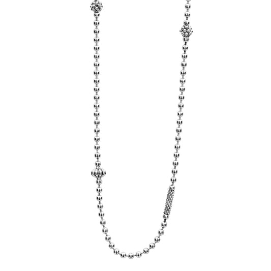 Silver Caviar Beaded Necklace