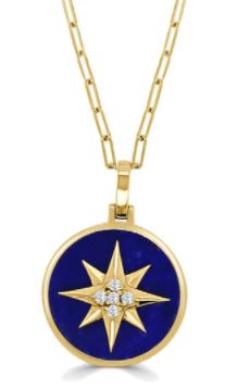 Happy Collection Blue Lapis Compass Pendant