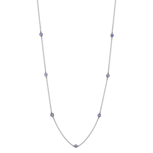 White Gold and Tanzanite Station Necklace