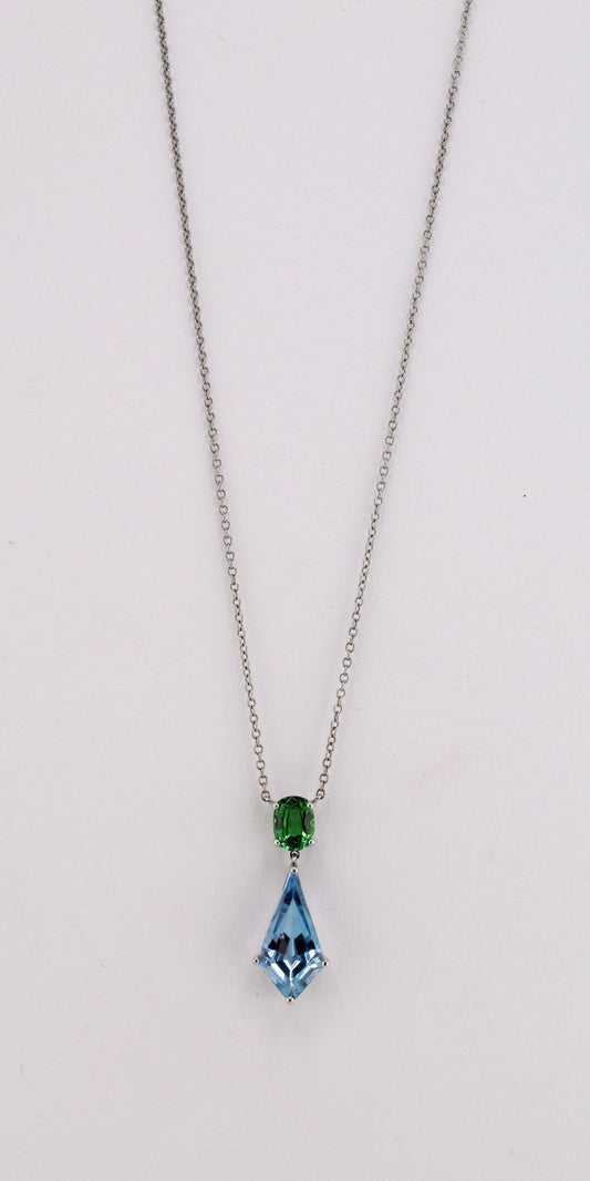Kite Cut Aquamarine and Tsavorite Pendant