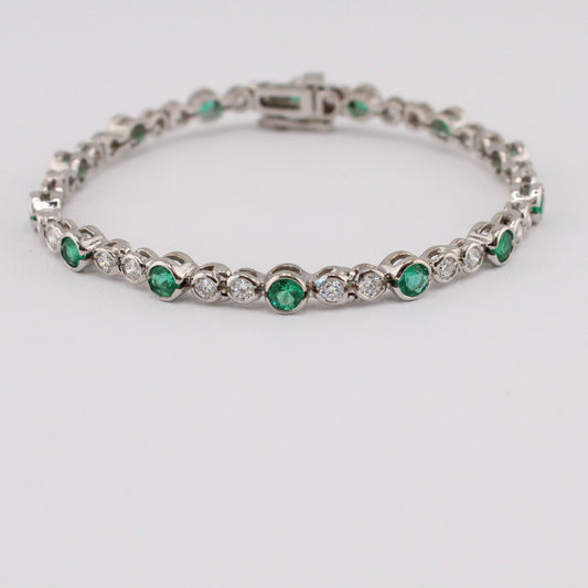 Emerald & Diamond Bezel Set Bracelet