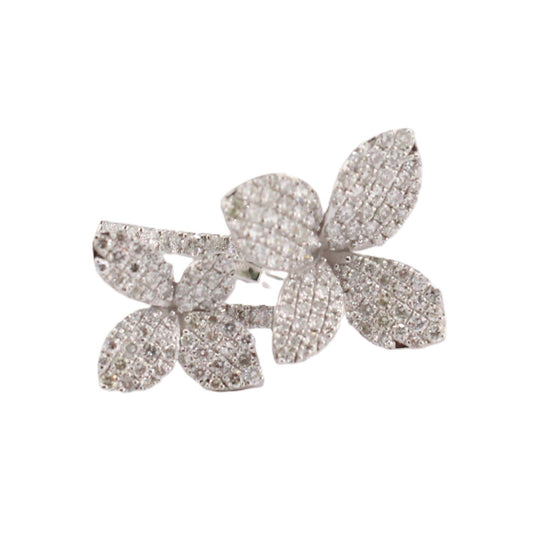 Diamond Flower Bypass Ring