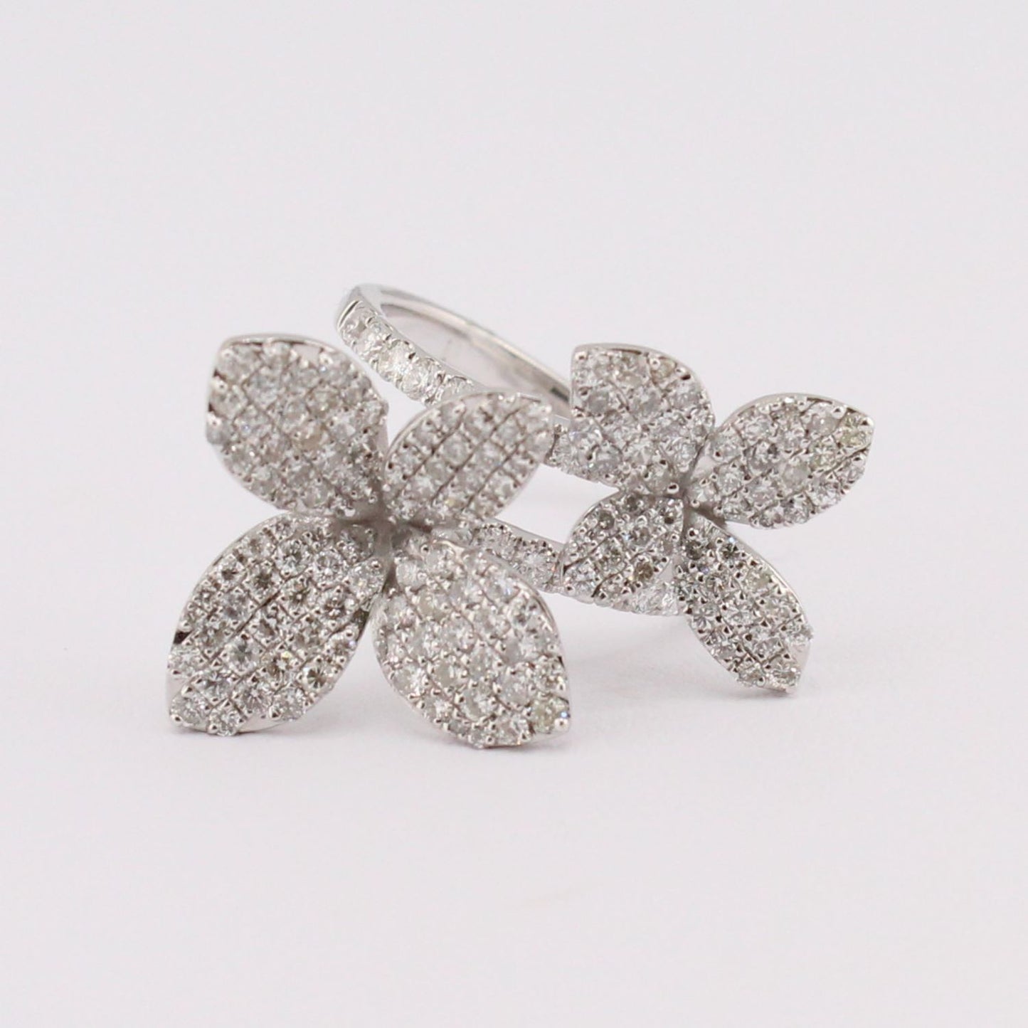 Diamond Flower Bypass Ring