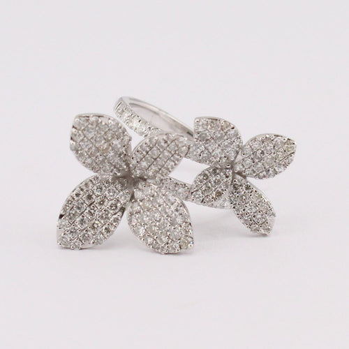 Diamond Flower Bypass Ring