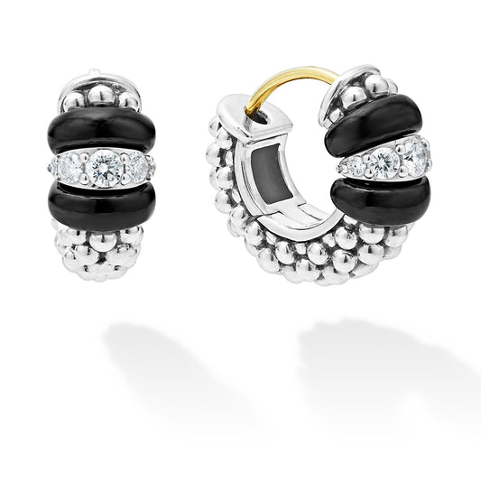 Ceramic and Diamond Hoop Earrings