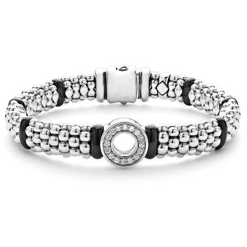 Black Caviar Collection Ceramic and Diamond Circle Bracelet