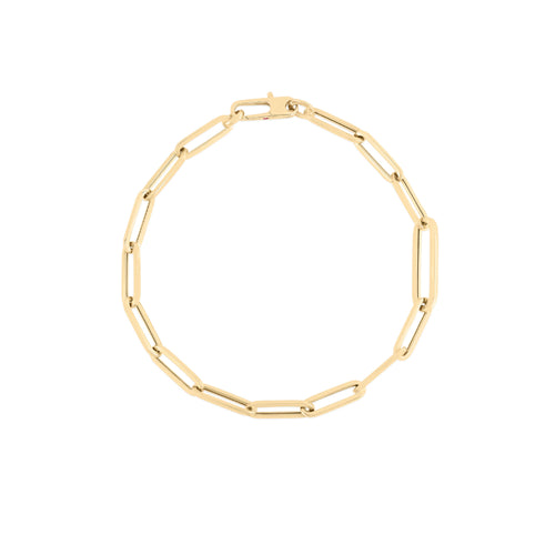 Designer Gold Alternating Link Paperclip Bracelet