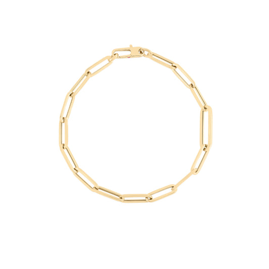 Designer Gold Alternating Link Paperclip Bracelet