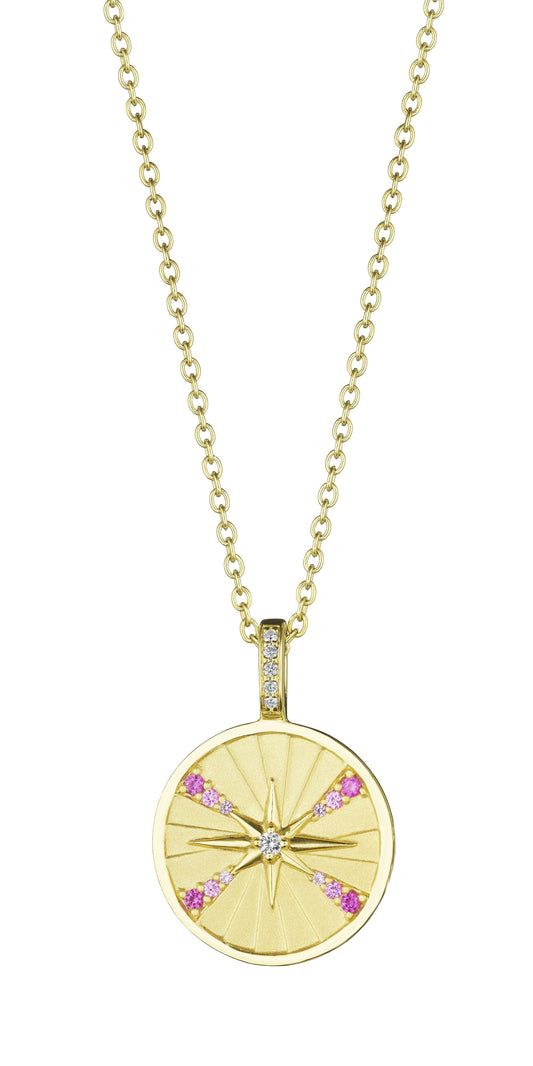 Starburst Collection Pink Sapphire Medallion Necklace