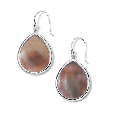 Polished Rock Candy Collection Teardrop Earrings in Brown Shell