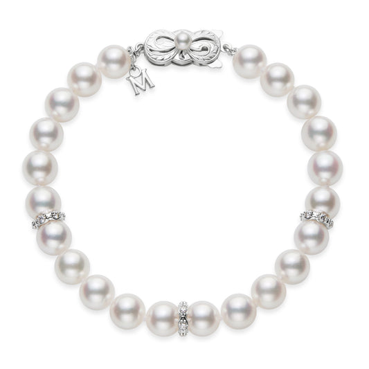 Akoya Pearl Bracelet with Diamond Rondells