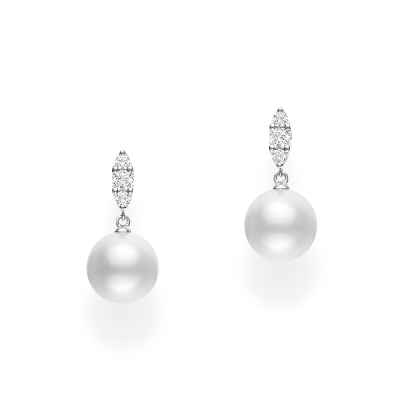 Morning Dew White South Sea Pearl & Diamond  Earrings