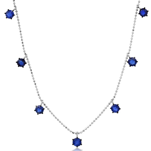 Floating Collection Sapphire Dangle Station Necklace