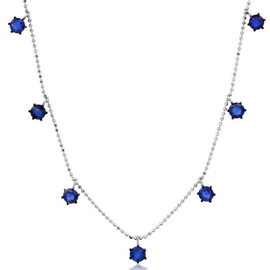 Floating Collection Sapphire Dangle Station Necklace
