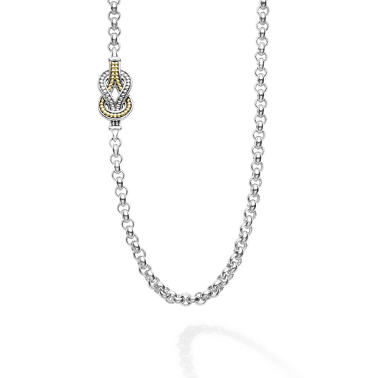 Four Station Two-Tone Knot Necklace