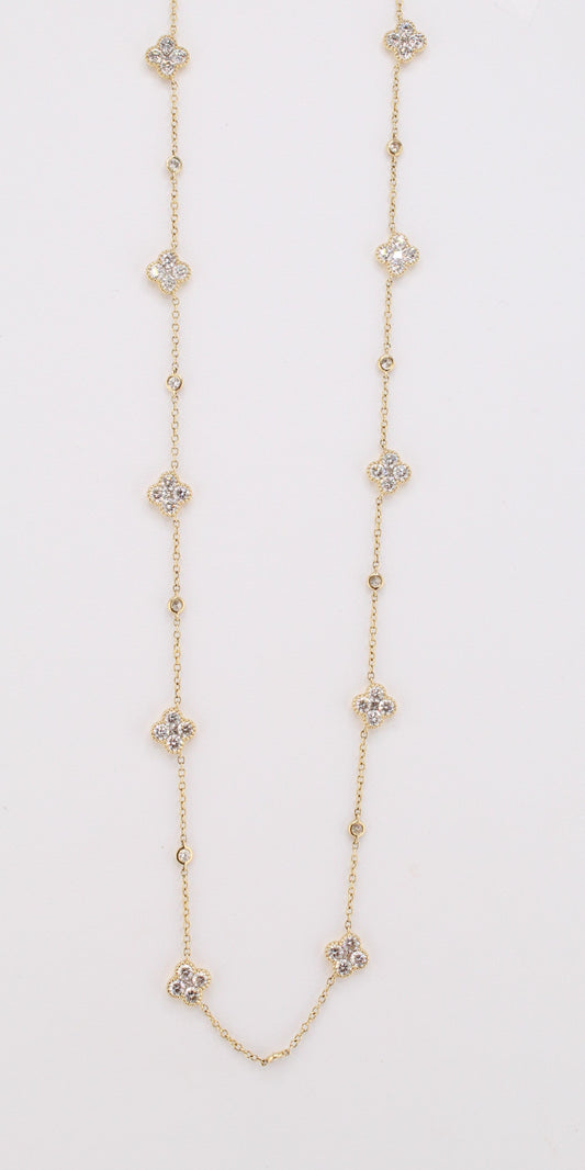 Diamond Clover Station Necklace