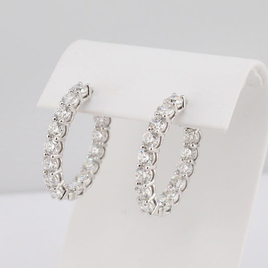Diamond Oval Shape Inside Outside Hoops