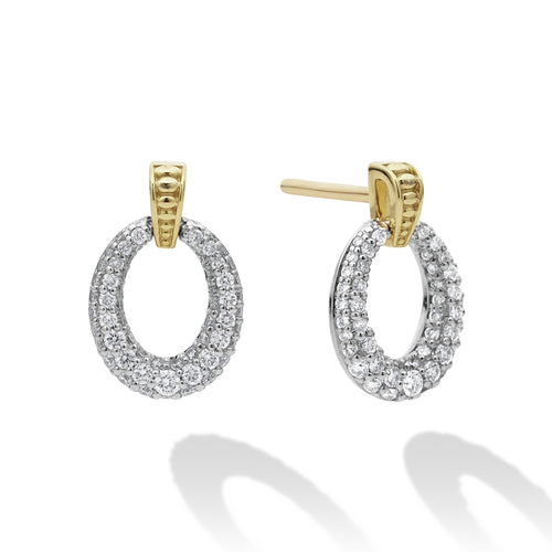 Caviar Lux Collection Oval Drop Diamond Earrings