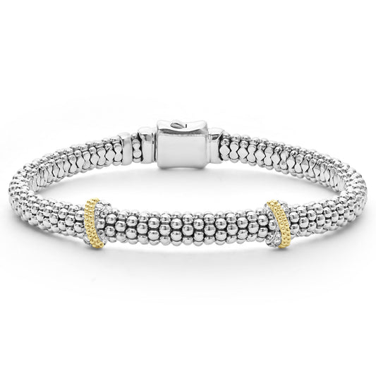 Double X Caviar Diamond Bracelet 6mm