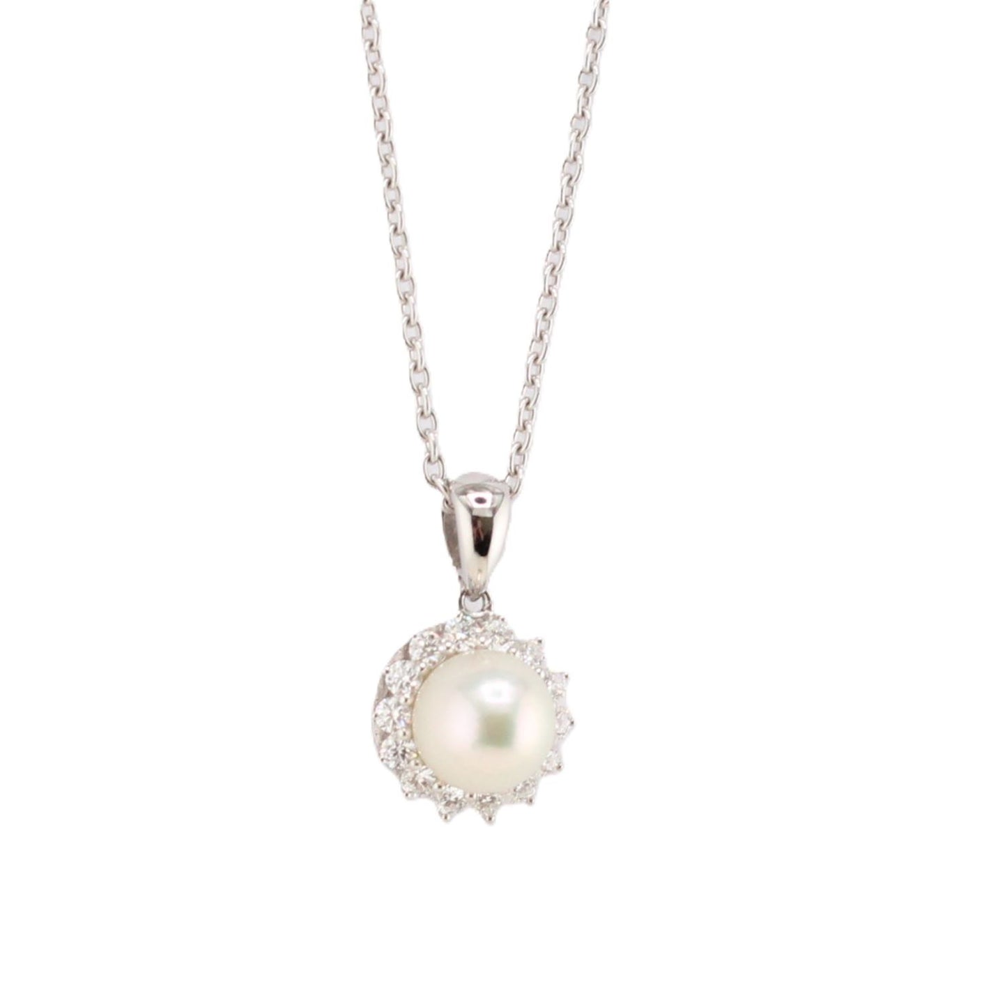 Akoya Pearl & Diamond Halo Pendant