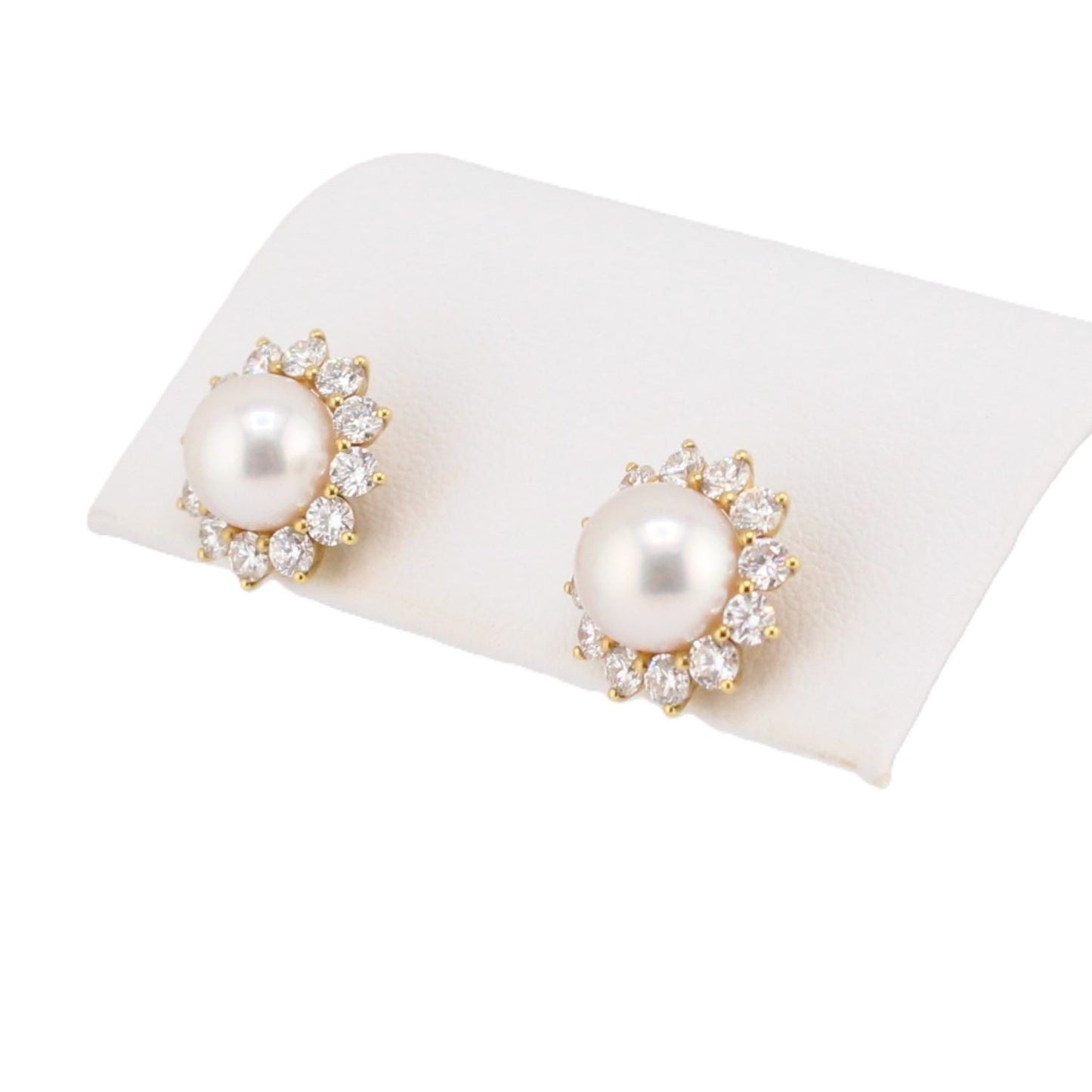 Akoya Pearl & Diamond Halo Earrings