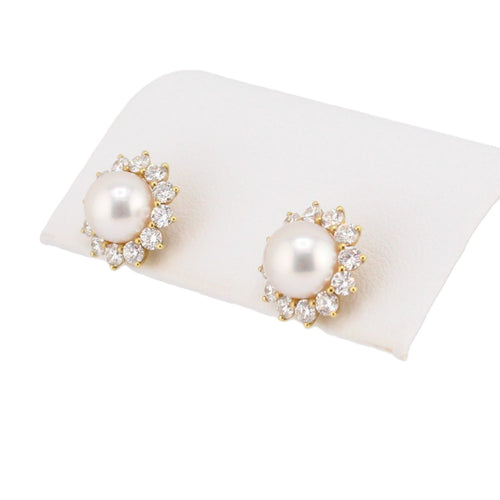Akoya Pearl & Diamond Halo Earrings