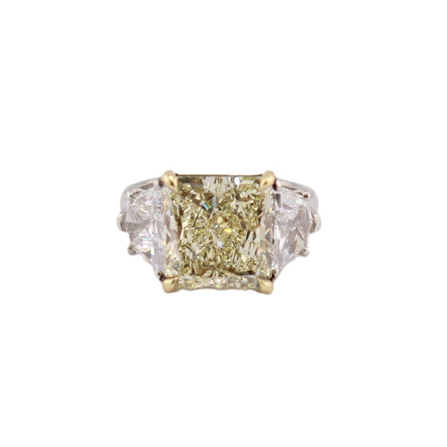 Custom Designed Fancy Light Yellow Diamond Three-Stone Ring