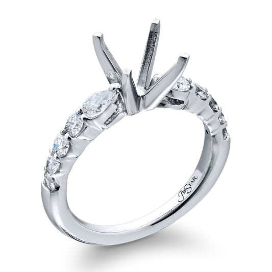 Pear and Round Cut Diamond Shoulder Engagement Mounting