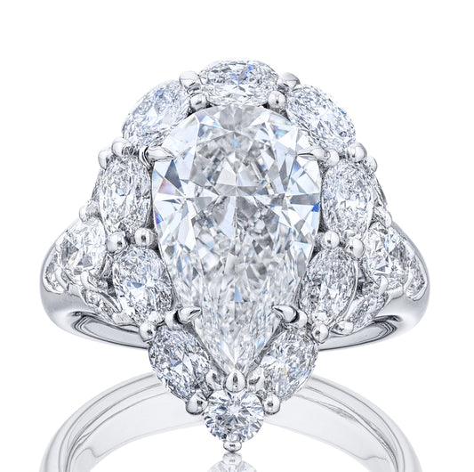 4.06 CT Pear Cut Diamond Engagement Ring