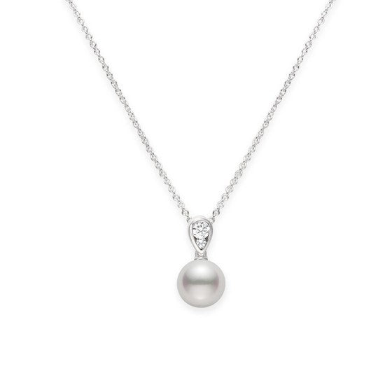 Morning Dew Collection Akoya Pearl and Diamond Pendant