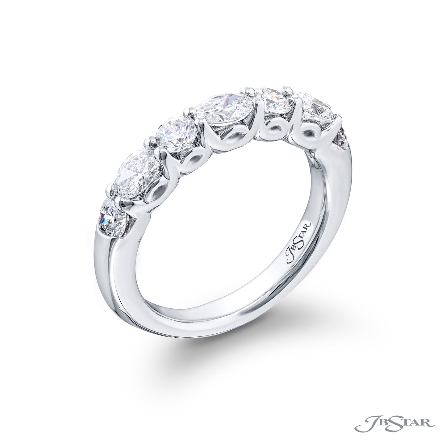 Oval and Round Diamond Wedding Band