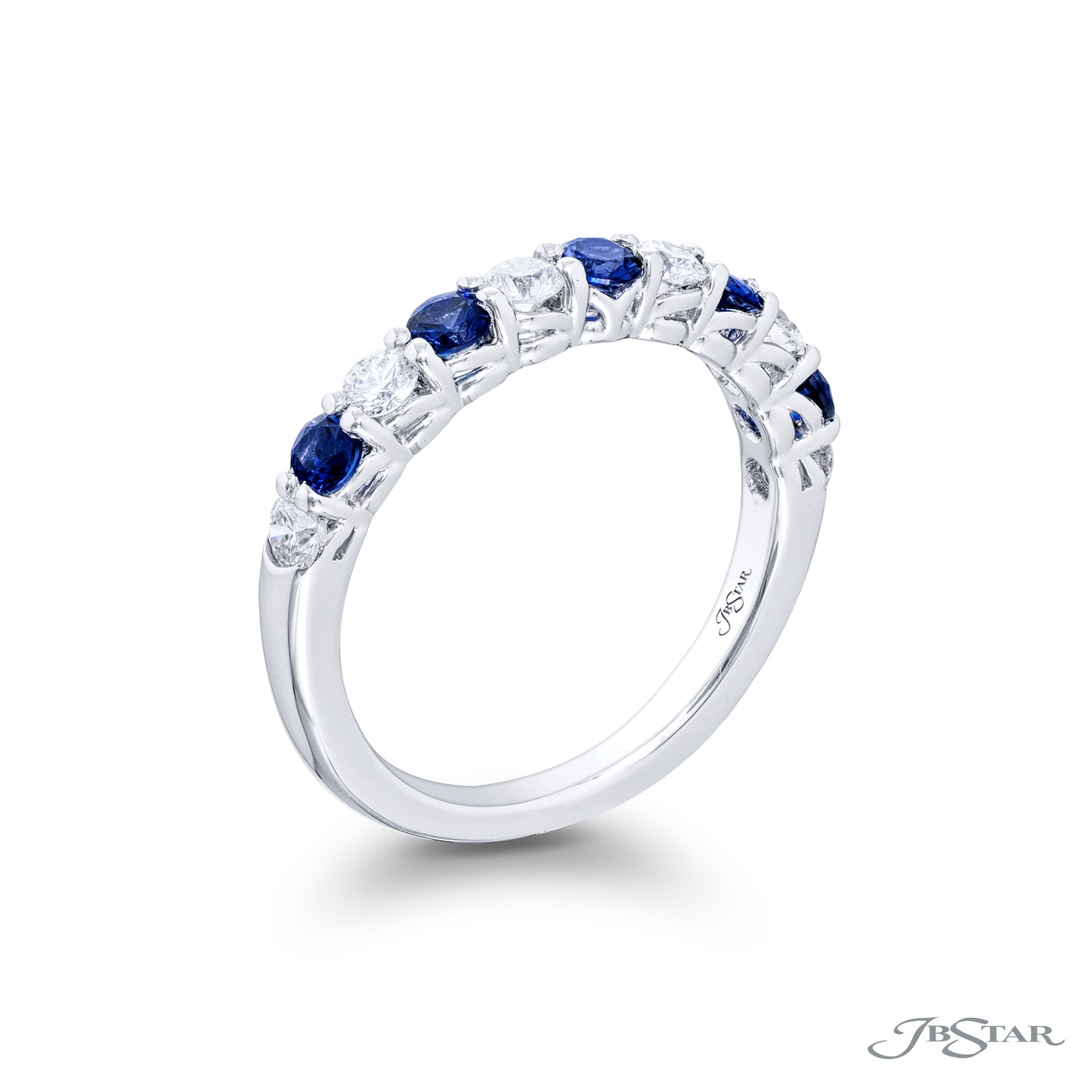 Blue Sapphire and DIamond Wedding Band