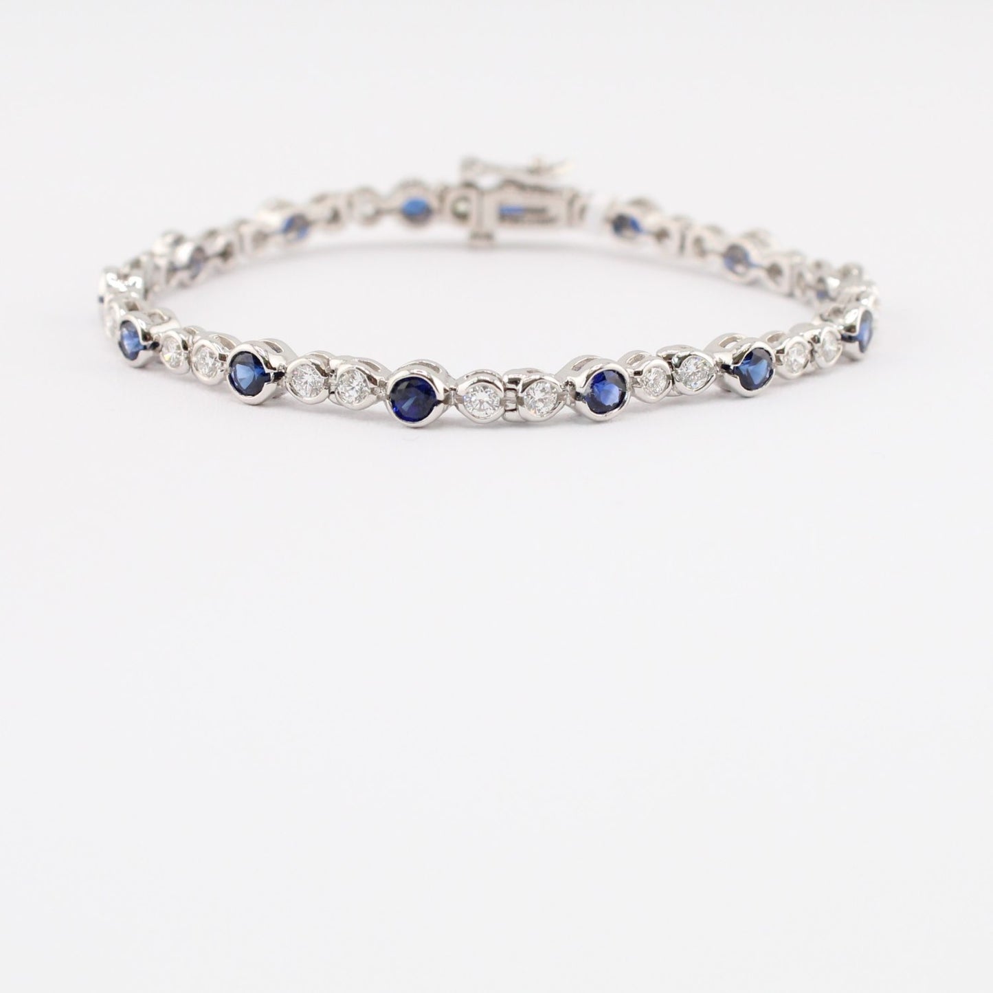 Diamond & Blue Sapphire Line Bracelet