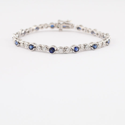 Diamond & Blue Sapphire Line Bracelet