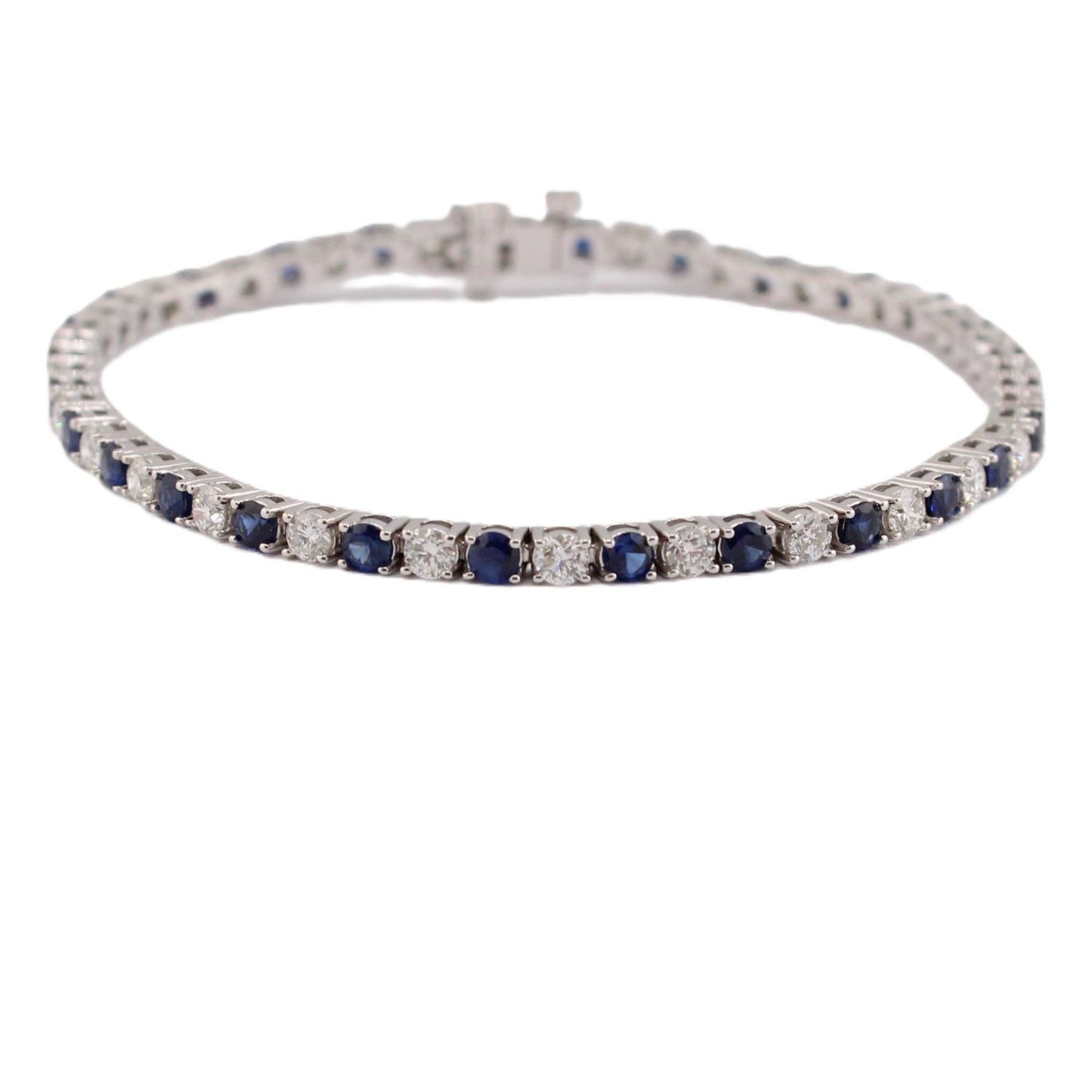 Blue Sapphire and Diamond Line Bracelet