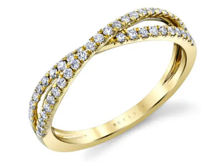 Crossover Diamond Wedding Band