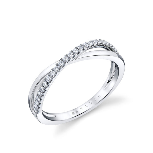 Two Tone Modern Crossover Wedding Band