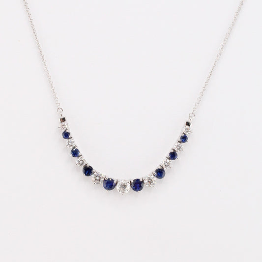 Blue Sapphire & Diamond Smile Necklace