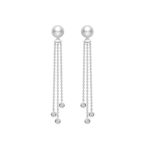 Classic Collection Akoya and Diamond Dangle Convertible Earrings