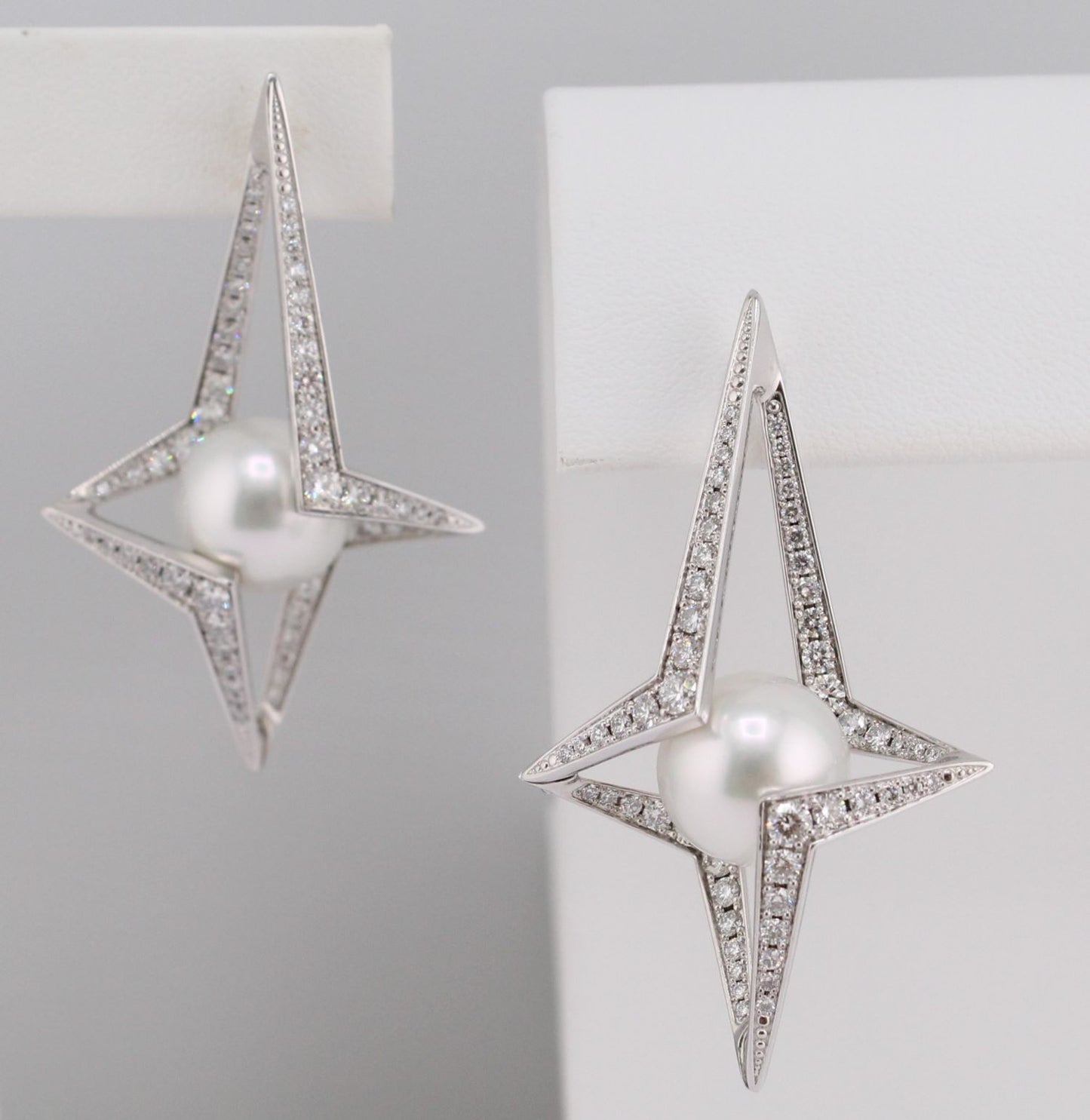 White South Sea Pearl & Diamond Earrings