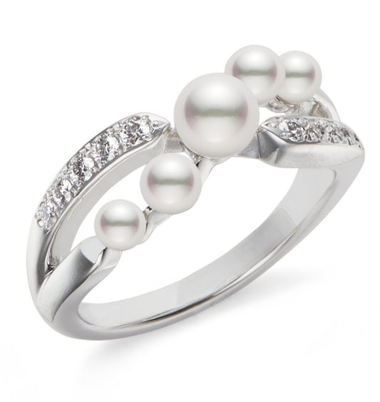 Cluster Collection Akoya Pearl and Diamond Ring