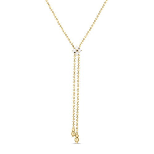 Love in Verona Collection Diamond Flower Lariat Necklace