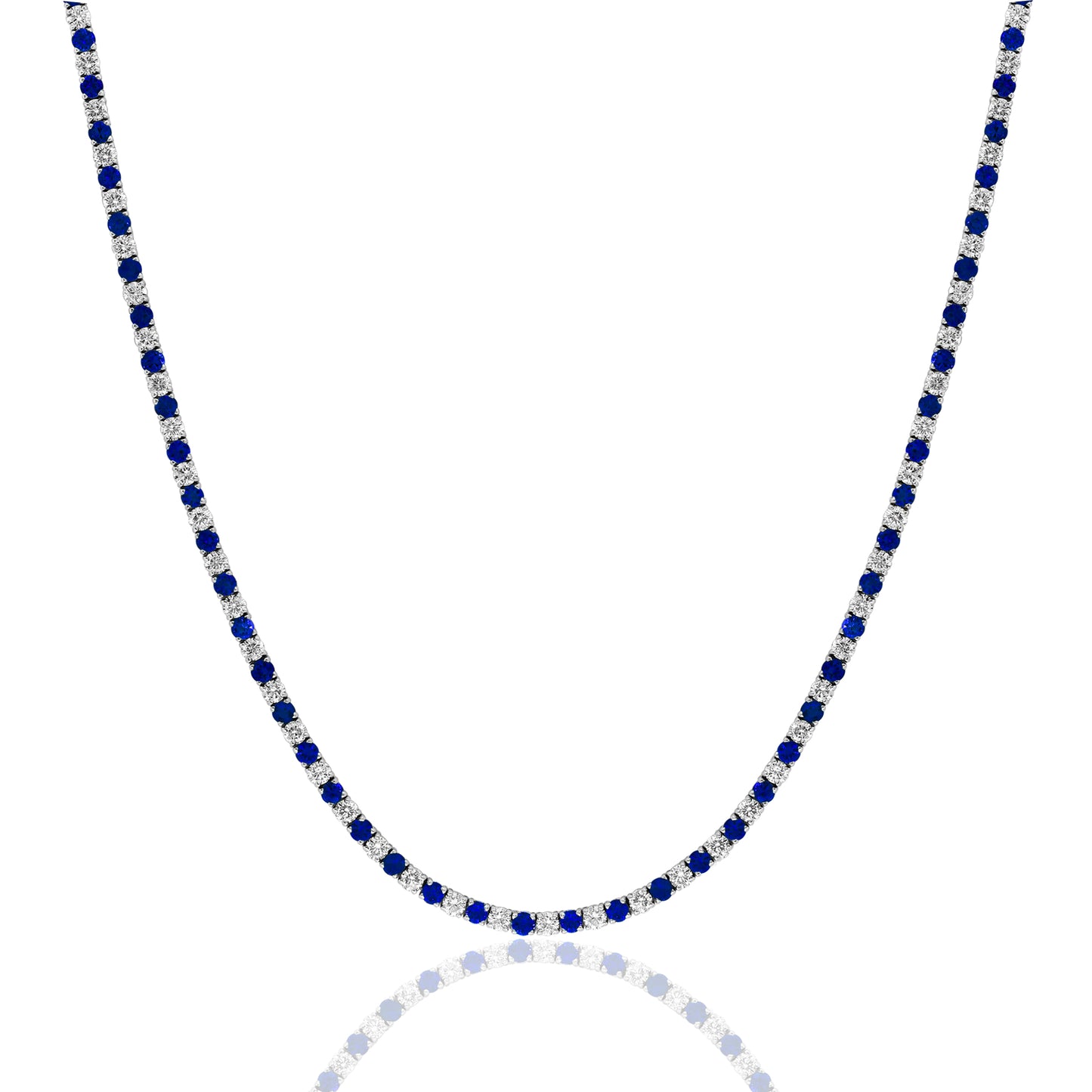 Blue Sapphire & Diamond Inline Necklace