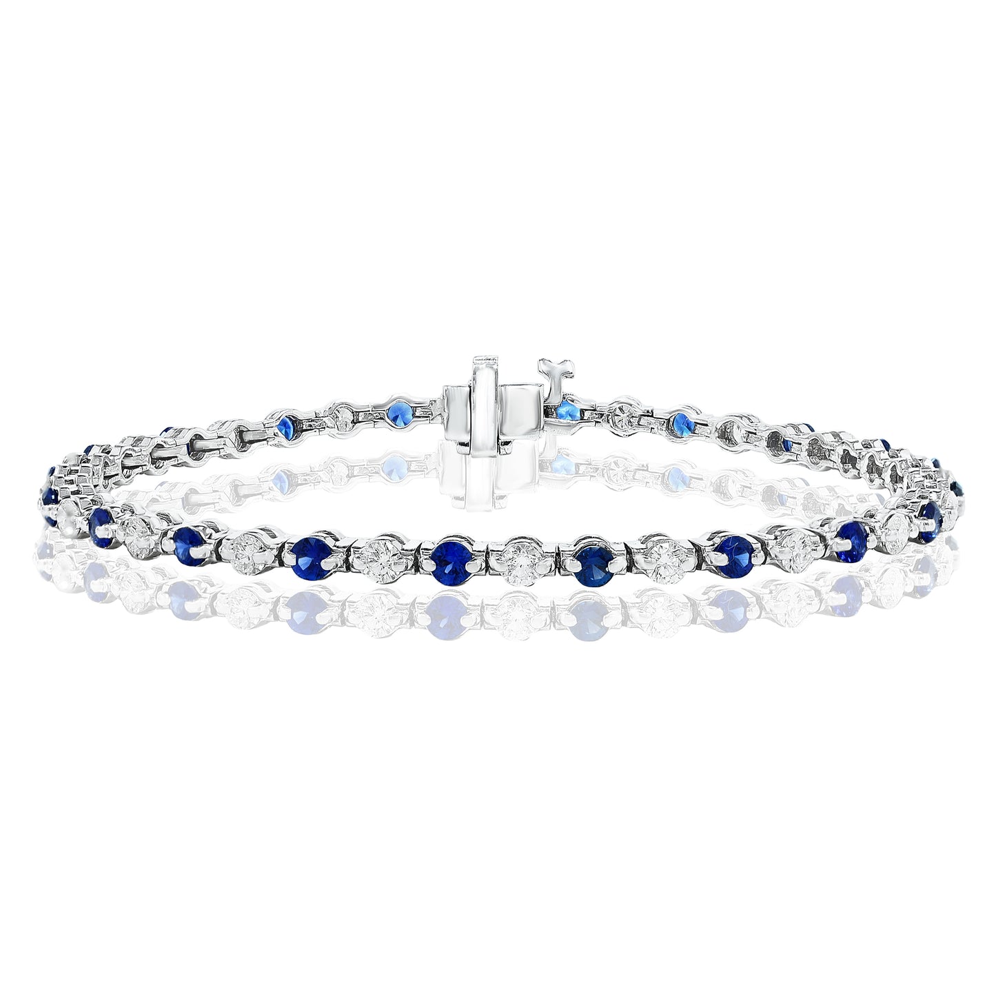 Diamond & Blue Sapphire Inline Bracelet