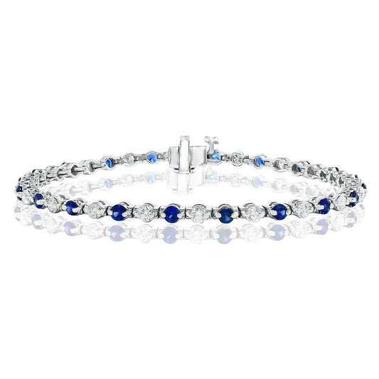 Diamond & Blue Sapphire Inline Bracelet