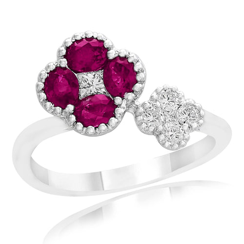 Ruby & Diamond Bypass Ring