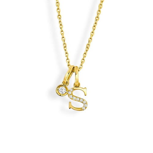 "S" Initial Diamond Pendant