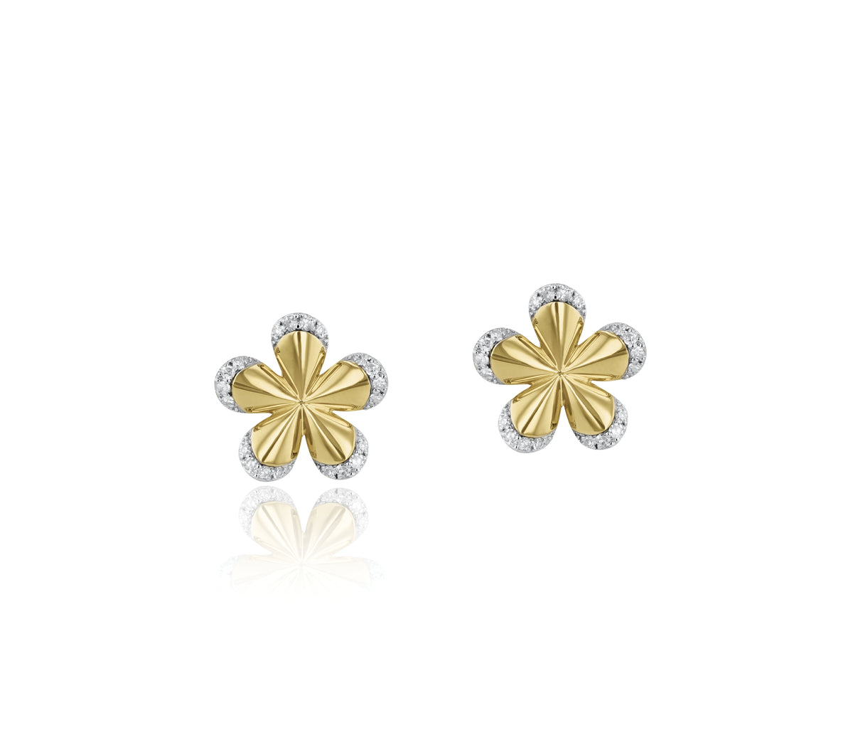 Pave Edge Forget-Me-Not Small Studs