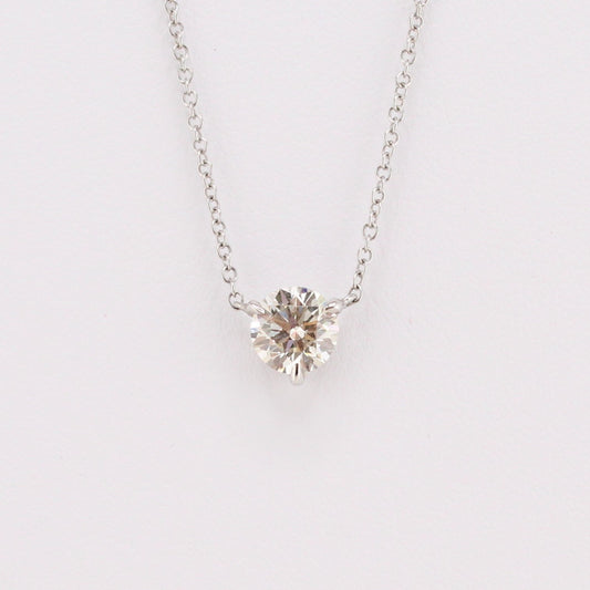 Diamond Solitaire Pendant with Diamond Clasp
