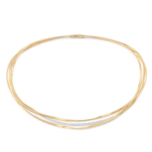 Marrakech Three Strand Coil Necklace With Diamond Bar
